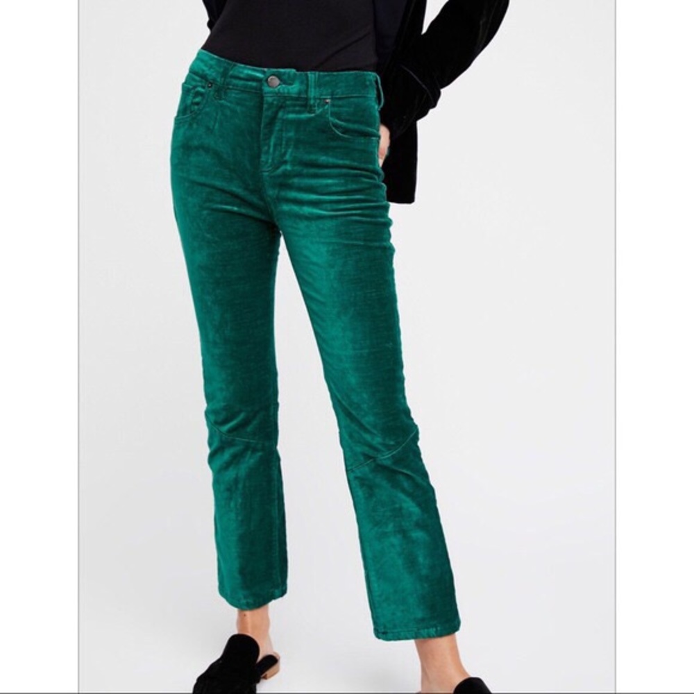Free People Velvet Crop Flare in Teal